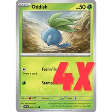 (4) Pokemon TCG Oddish 001/197 S&V Obsidian Flames Regular Playset 2023 NM