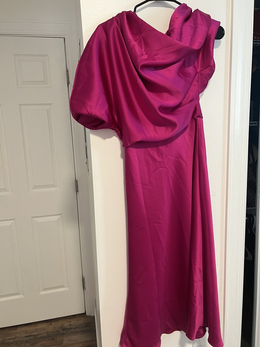 strapless open back dress Multi Colored One Shoulder Pleated Jacquard Column Gown main image 0