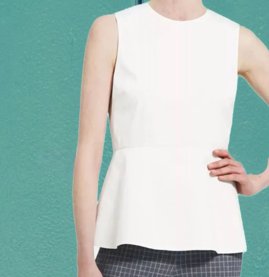 Top Julie Brown NYC Clásico Blanco Sin Mangas Peplum XS Foto 2 de 4