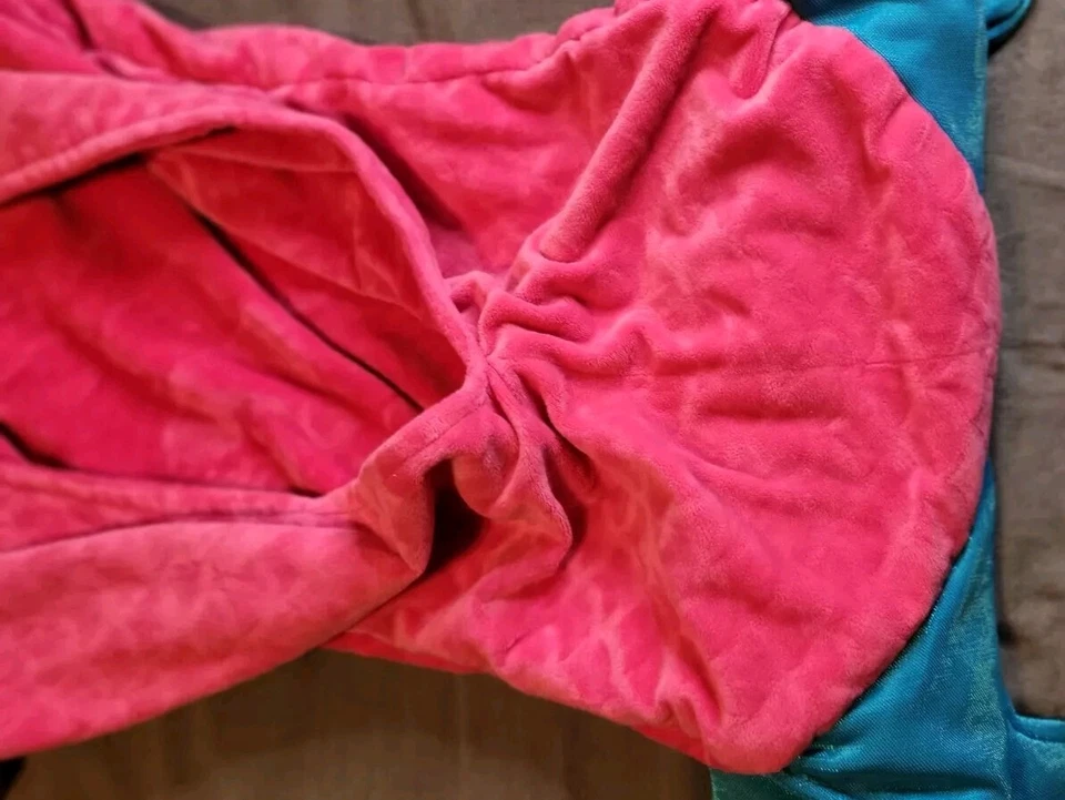 Pink & Shimmery Blue Mermaid Tail blanket With Feet (Fins) Warm Comfy Fun Sleep - Image 4 of 4