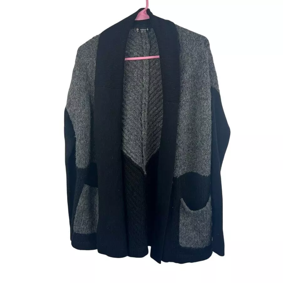 smartwool color block wool blend open front sweater