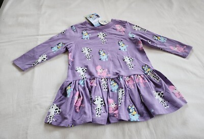 long sleeve bluey dress Character Pink Girls 100% Cotton Bingo Polka Dot Dress 7