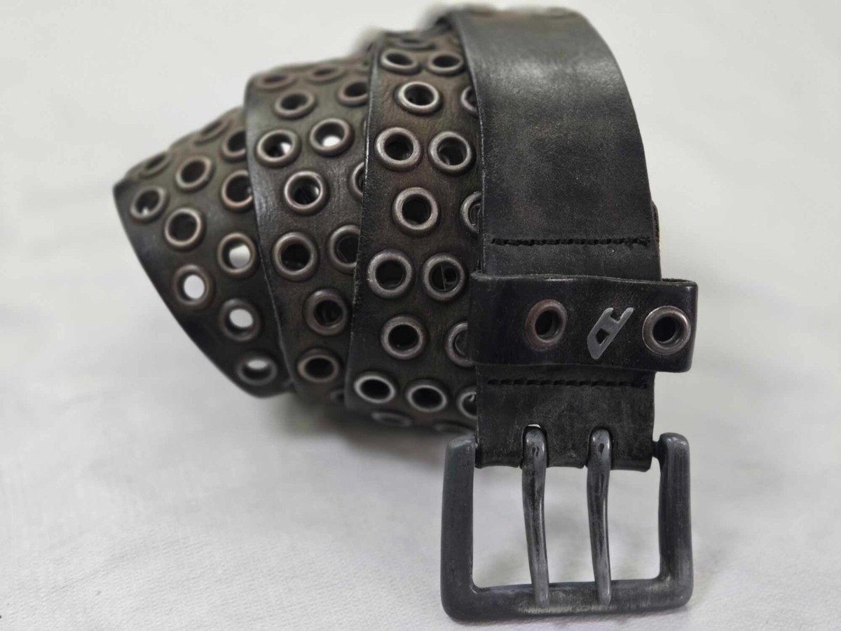 小物 archive diesel leather studs belt y2k Diesel Men Old Model Leather Belt Studs 90S Grunge Y2K Punk