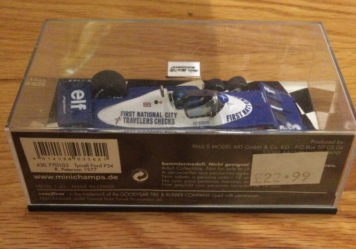 1/43 ミニチャンプス R. ピーターソン ティレル P34 MINICHAMPS '1977 TYRRELL FORD P34, RONNIE PETERSON #3' 1:43. BOXED