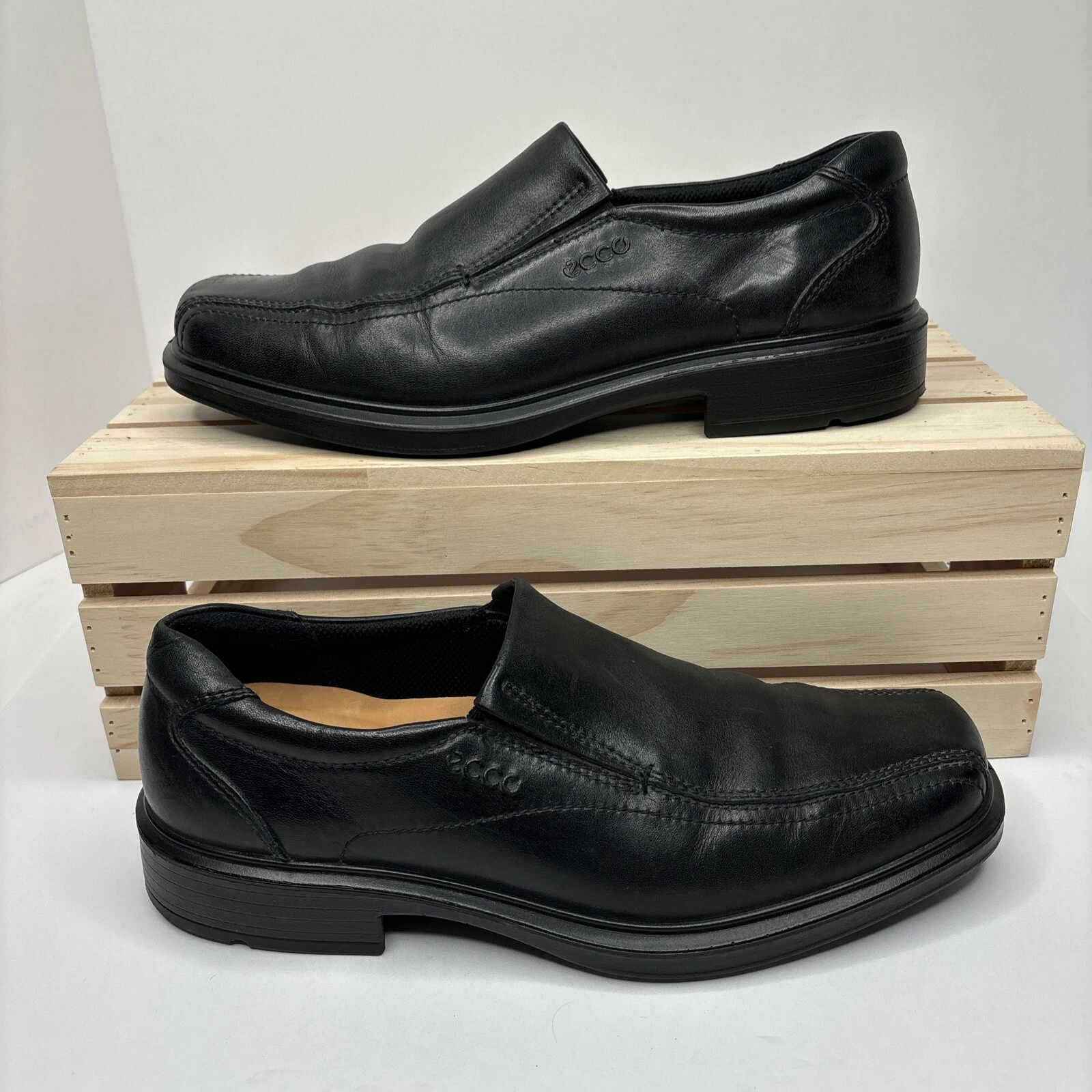 Mocassini Ecco Helsinki uomo taglia 8 scarpe eleganti slip on in pelle nera