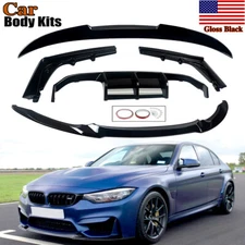 Gloss Black Front Splitter+Rear Diffuser+Rear Spoiler For BMW F80 M3 Sedan 15-20