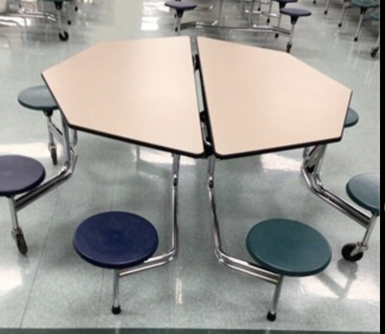 6 CAFETERIA SICO Lunch TABLE W/ Stool SEAT, Tan TO , High School SIZE