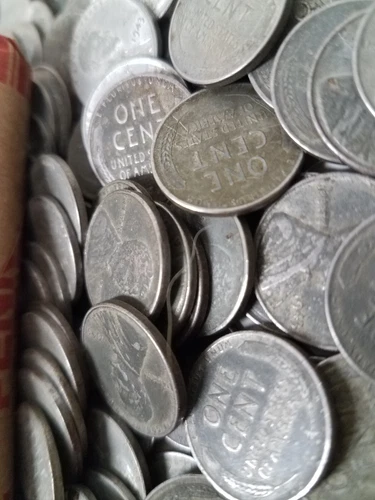 132a404 LOT OF 4 U.S. WHEAT PENNIES 1943 WW2 LINCOLN STEEL CENTS COINS EX FINE!!