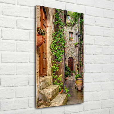 Wand-Bild Kunstdruck aus Hart-Glas Hochformat 70x140 Italienische Straßen
