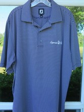 FootJoy Golf Men's Short Sleeve Stretch Dark Blue White Striped Polo Shirt Large