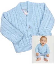 BabyPrem Baby Clothes Premature Tiny Boys Knitted Blue White Cardigan Sweater