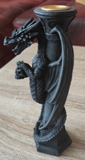 Kerzenhalter von Drachen umschlungen für Tafelkerzen schwarz Höhe ca. 17 cm