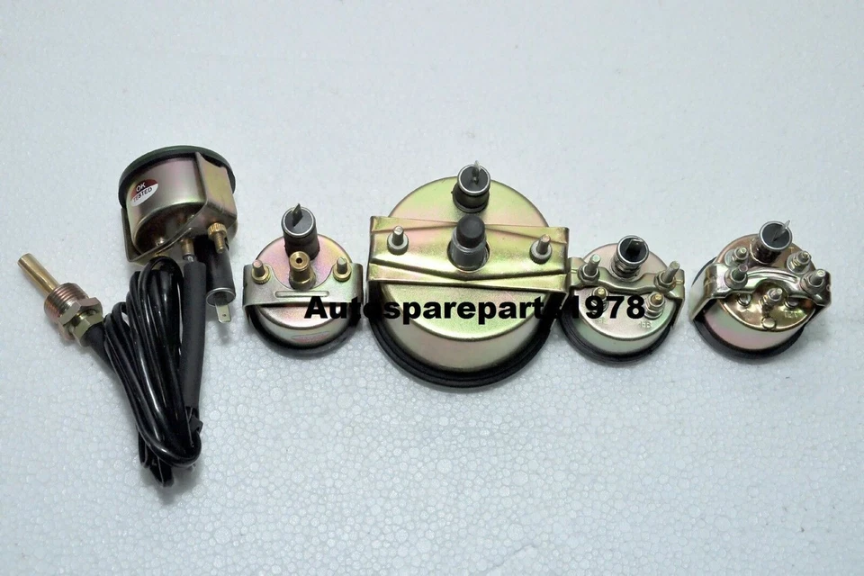 Kit de medidores Willys MB Jeep Ford GPW - velocímetro + temperatura + aceite + combustible + amperio (verde) Foto 2 de 3