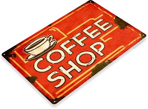 TIN SIGN Coffee Shop Shop Café Rustic Metal Décor B973 - Picture 2 of 3