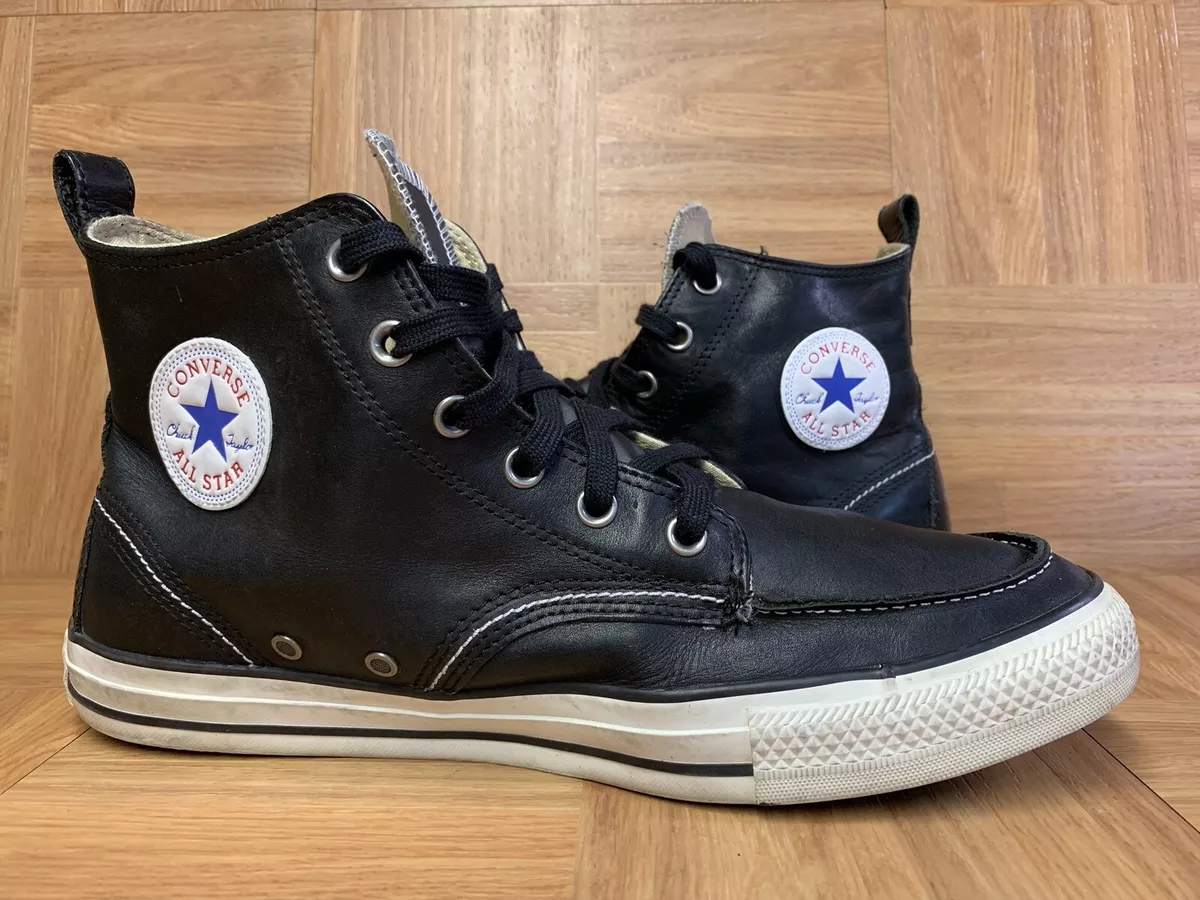 RARE🔥 Converse Classic Boots Moc Black Leather Sz 11.5 Shoes 125647C | eBay