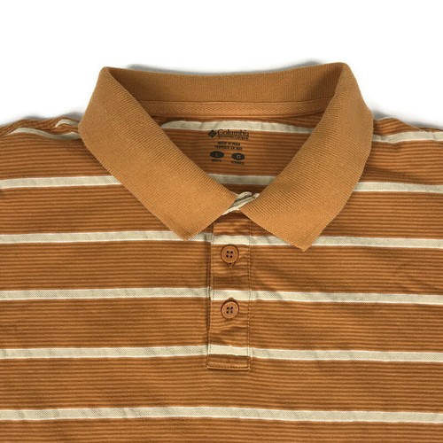 Camisa Polo Columbia Para Hombre Grande 100% Algodón Manga Corta Naranja Rayas Informal - Imagen 2 de 7