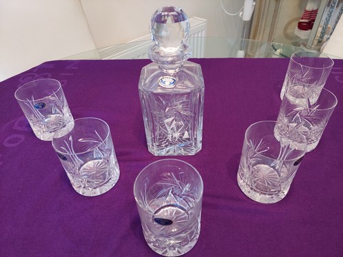 Bohemia Crystal Decanter & 6 Whiskey Tumbler. Stunning Set. - Picture 16 of 16