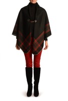 Black Square With Wide Stripe Fastening Blanket Wrap (poncho) (pc003497) Black Square With Wide Stripe Fastening Blanket Wrap (poncho) (pc003497)