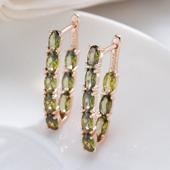 Шикарный 585 RG розового золота розового золота с натуральный перидот капли серьги - Изображение 3 из 3