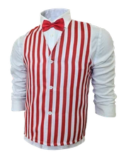 Adults Red & White Striped Costume Vest - Barbershop Quartet Bartender Tapper