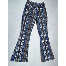 Paisley Print Bell Bottom Pants Wide Leg Boho Hippie Style