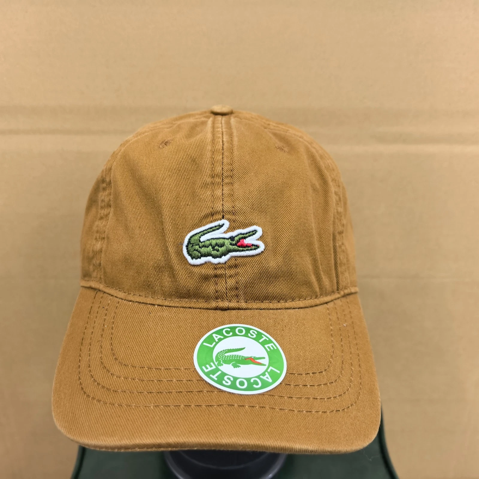 LACOSTE New Adjustable Baseball Cap with Small Crocodile Logo Light Brown