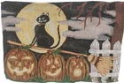 Set of 4 Tapestry Placemats,13"x19",HALLOWEEN,BLACK CAT,JACK-O'-LANTERN PUMPKINS