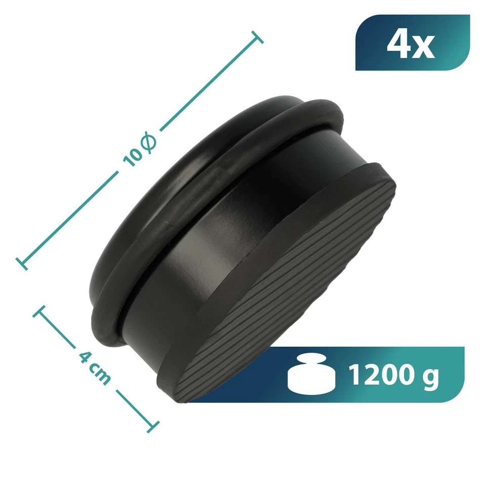 Westcott Türstopper Edelstahl rund Schwarz 4er, 1,2kg Eigengewicht, rutschfest - Bild 4 von 4