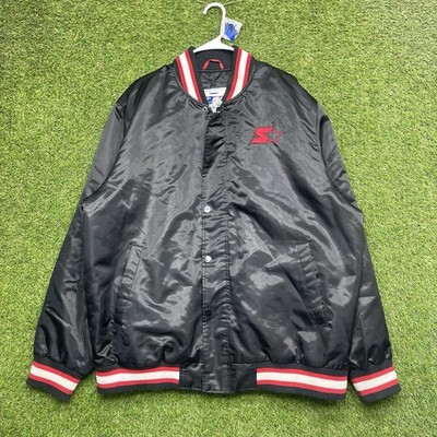 Starter Satin Varsity Jacket Mens 2XL Enzo Striped Black Label Black Full Zip