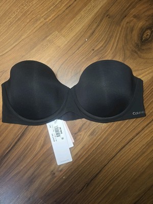 Calvin Klein Bra Womens Size 34x Black Strapless Push Up Underwire Padded