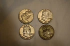LOT OF 4 FRANKLIN HALF DOLLAR 90% SILVER COINS CIRCULATED CONDITION