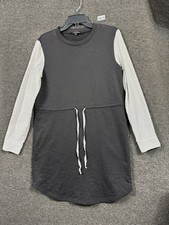 Walter Baker Dress Womens Large Black Long Sleeve Striped Shirt Panel Drawstring