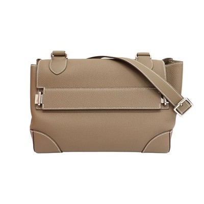 HERMES Trotting Shoulder Bag Etoupe Grey Togo Leather
