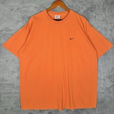 Vintage 90s Orange Nike Embroidered Swoosh Tee T Shirt Essential Blank Size XL