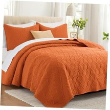 Queen Size Quilt Bedding Set with Pillow Full/Queen 90"x96" Burnt Orange