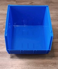 Three Akro-Mils 30270 Blue Hang/Stack Storage Bins, Plastic; 18"X 16 1/2"X 11"