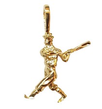3D Baseball Player 14k kt double gold filled Pendant Charm
