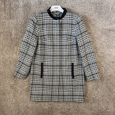 Autograph Italian Fabric Women’s Houndstooth Plaid Jacket Coat Uk 12 Black White