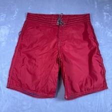 Birdwell Beach Britches Men Red Board Shorts Size 37 Made in USA 310 Surf Trunk 