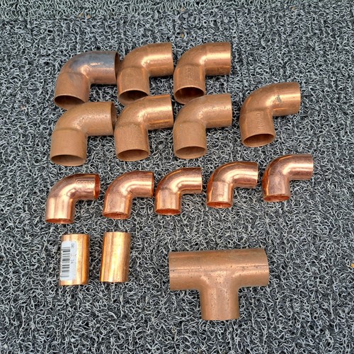 Nibco Copper 1" & 3/4" Elbows, 1" Tee, 3/4" Couplers Sweat Lot of 15 / 2.5 Lbs.