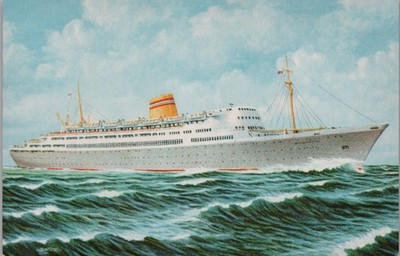 Vtg Continental Postcard Norwegian America Line Bergensfjord Norway 1962