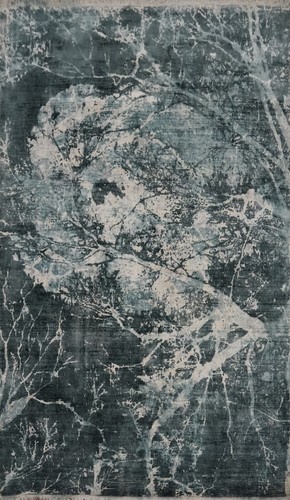 Nature Print Design Silk Carpet Handmade Abstract Modern Rug 5x8 Ft Grey Rug - Picture 1 of 14