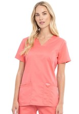 Scrubs Women's Cherokee Workwear Revolution WW620 V-Neck Scrub Top Melon PKML