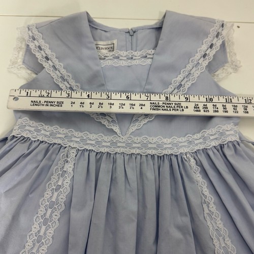 Vintage Jessica McClintock Dress Lace Trim Pleated Sailor Collar Dress Blue Sz 4 - Picture 9 of 10