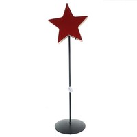 Weihnachtsdeko Massivo Stern Rot & Natur Ø 24 Cm Auf Schwarzem Stab 80 Cm - Mang