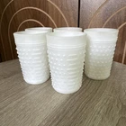 Vintage Anchor Hocking Milk Glass White Hobnail Tumblers 8 oz (Set Of 5)