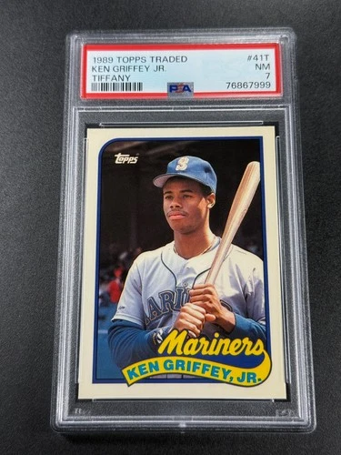 KEN GRIFFEY JR 1989 TOPPS TRADED TIFFANY #41T GLOSSY PARALLEL ROOKIE RC NM PSA 7