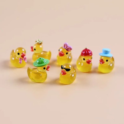 Miniatur Leuchtende Enten Figuren Set Garten Dekorationen Resin bunt