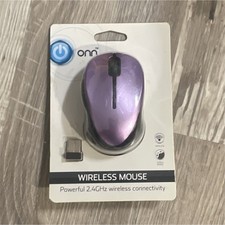 ONN Wireless Mouse Purple Nano Receiver Optical 1600 DPI Ambidextrous
