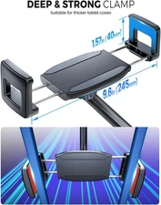 Enlarge Tablet Clamp, 1.57”(40mm) Depth Mount Clips for Thick Case Fit 17mm B...